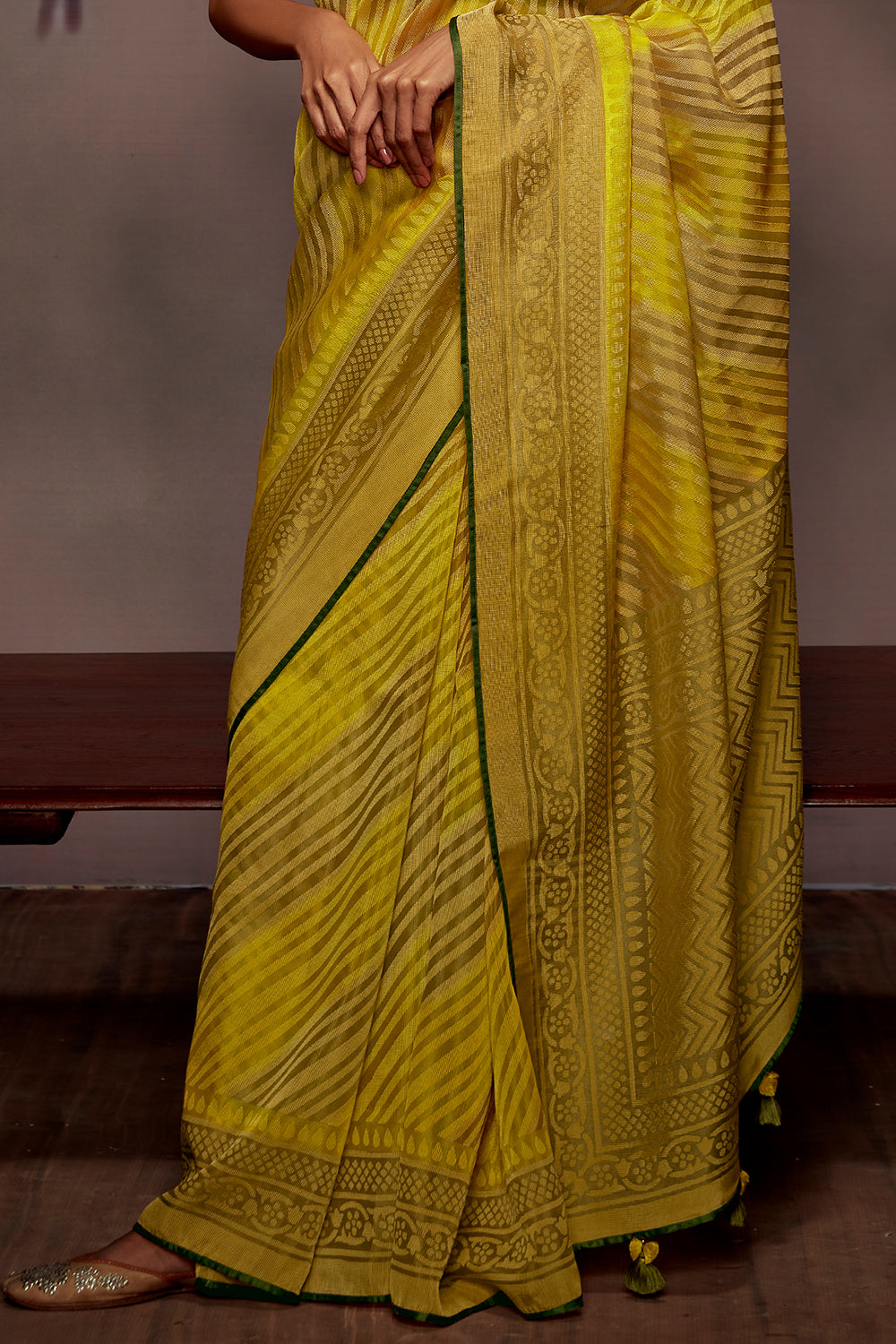 tuscan yellow brasso saree 3