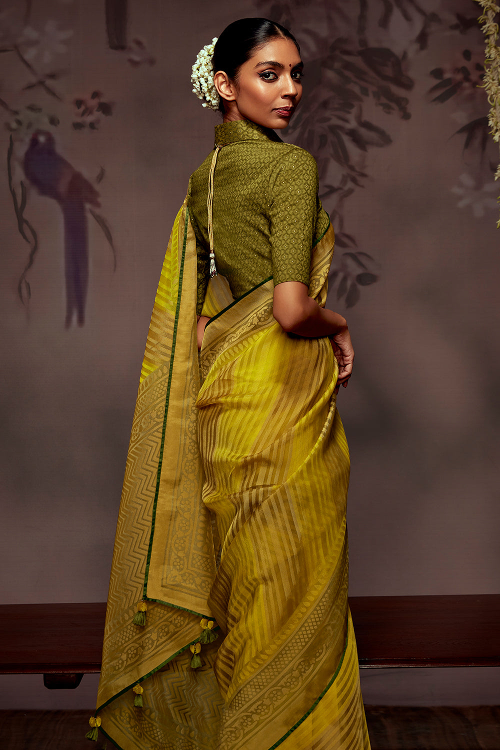 tuscan yellow brasso saree 2