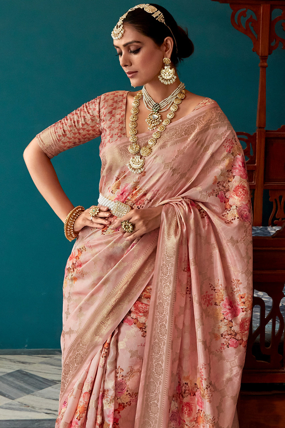 peach soft silk saree 2