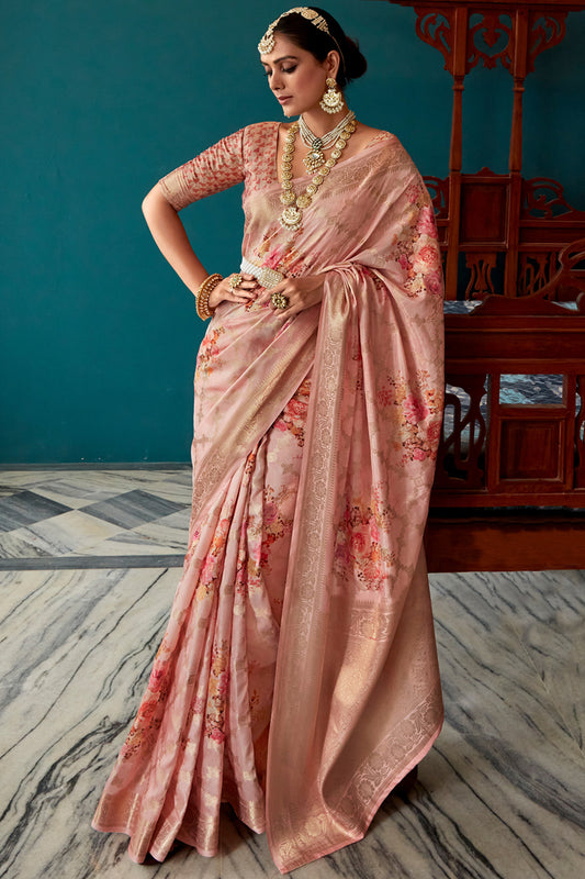 peach soft silk saree 1