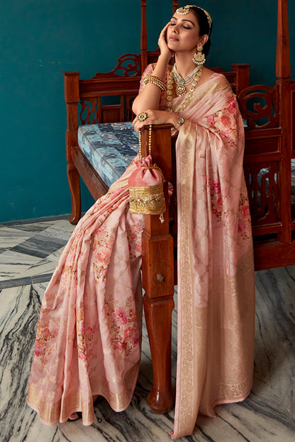 peach soft silk saree 4