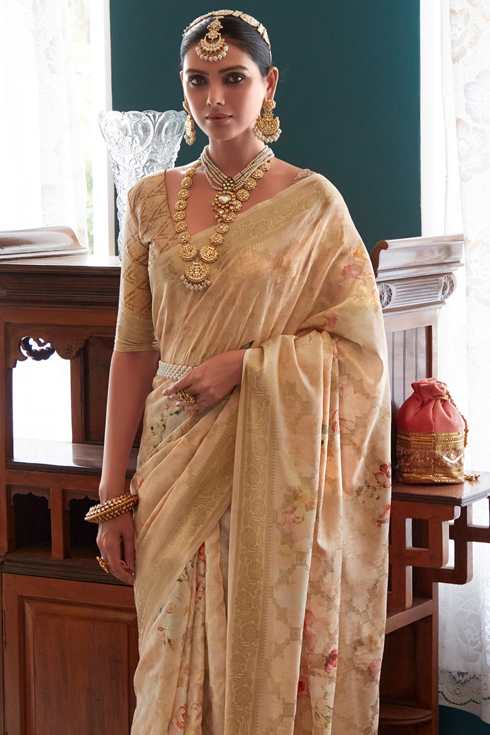 ivory white soft silk saree 2