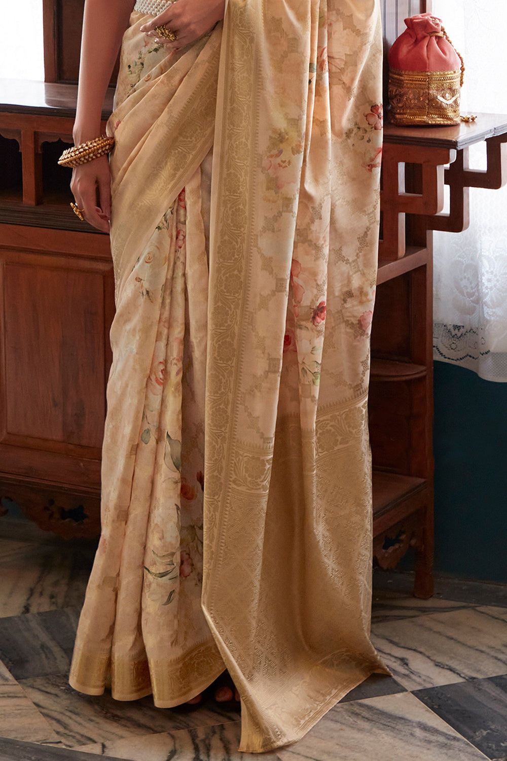 ivory white soft silk saree 3