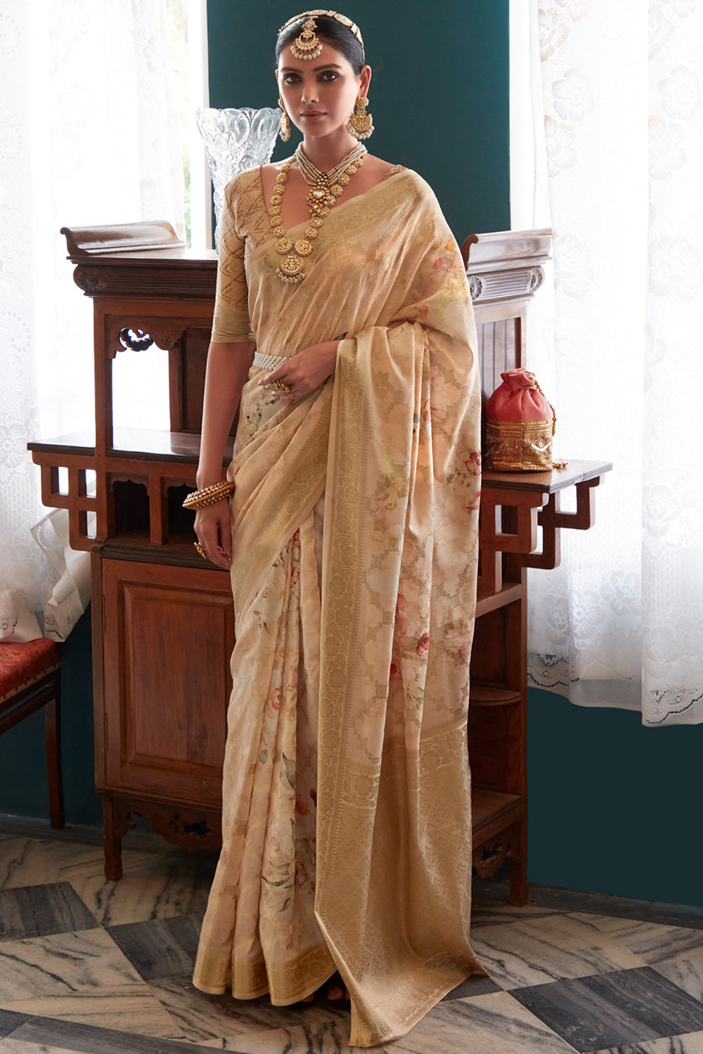 ivory white soft silk saree 1