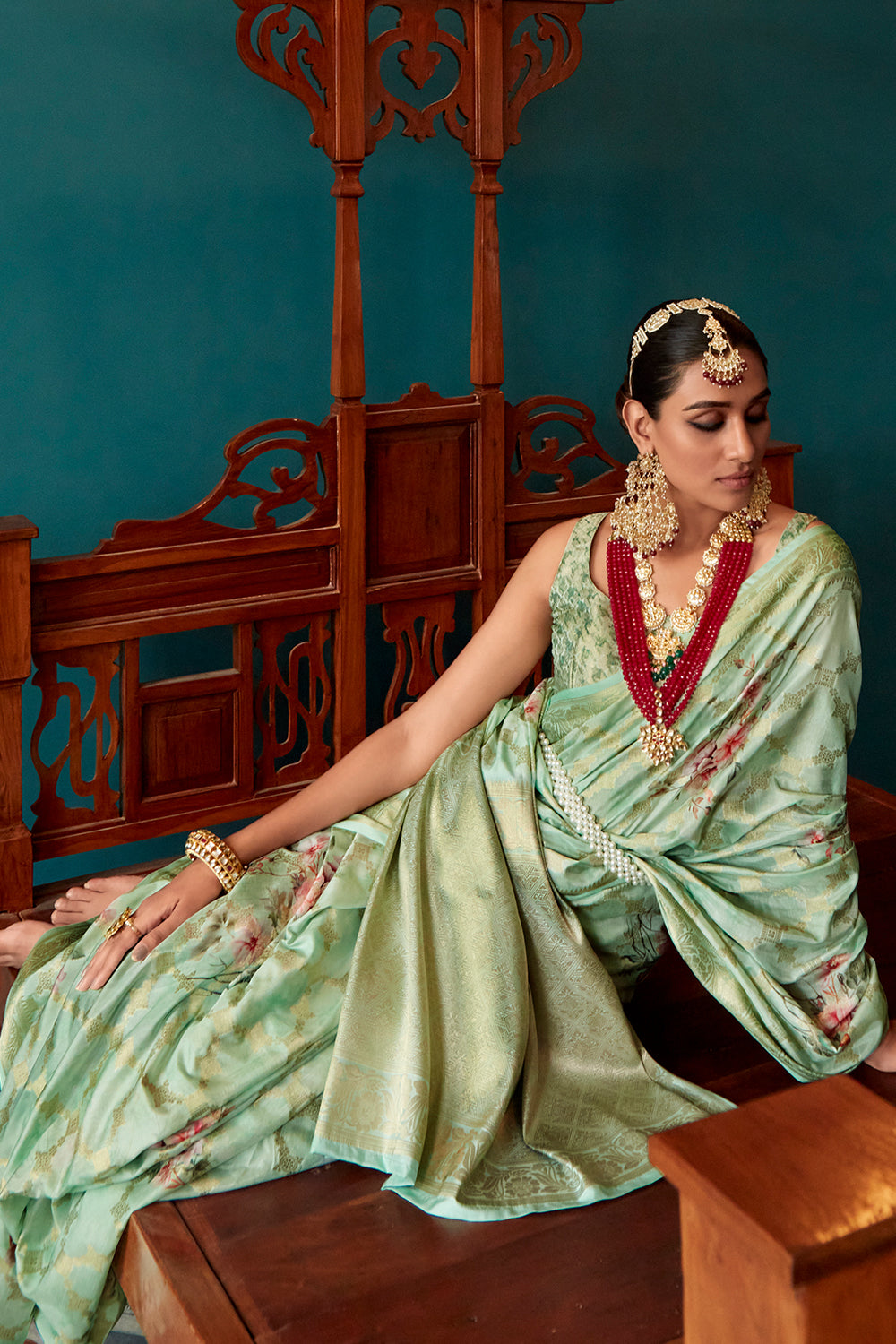 sage green soft silk saree 6