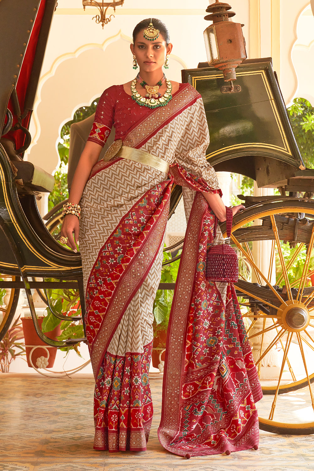 maroon saree