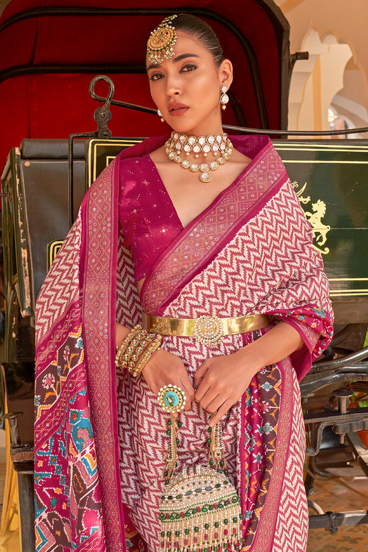 pink patola saree