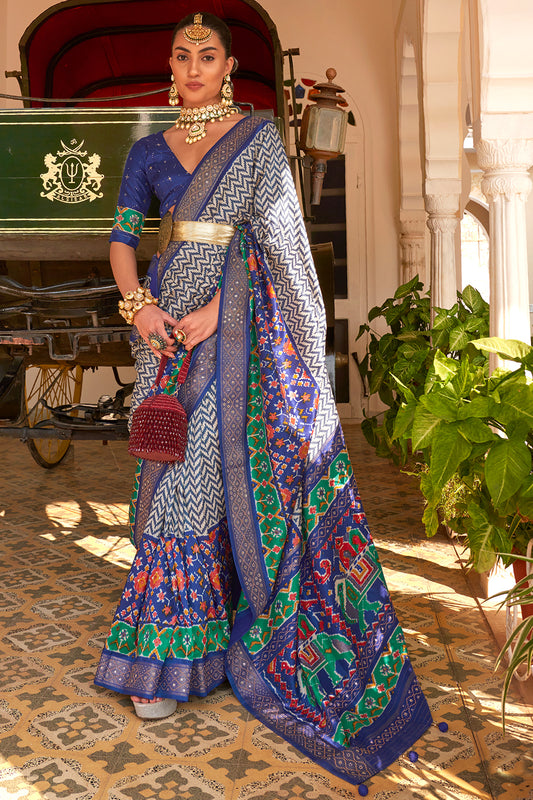 blue patola saree