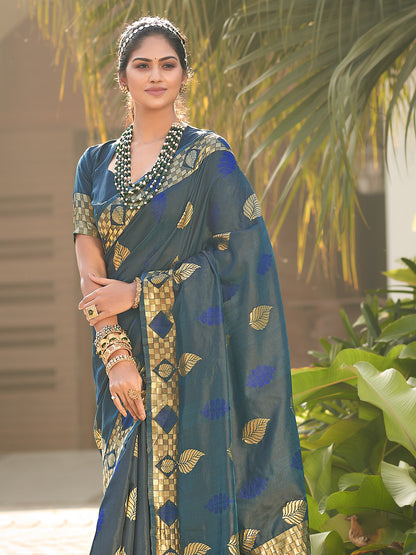 teal blue banarasi saree 4