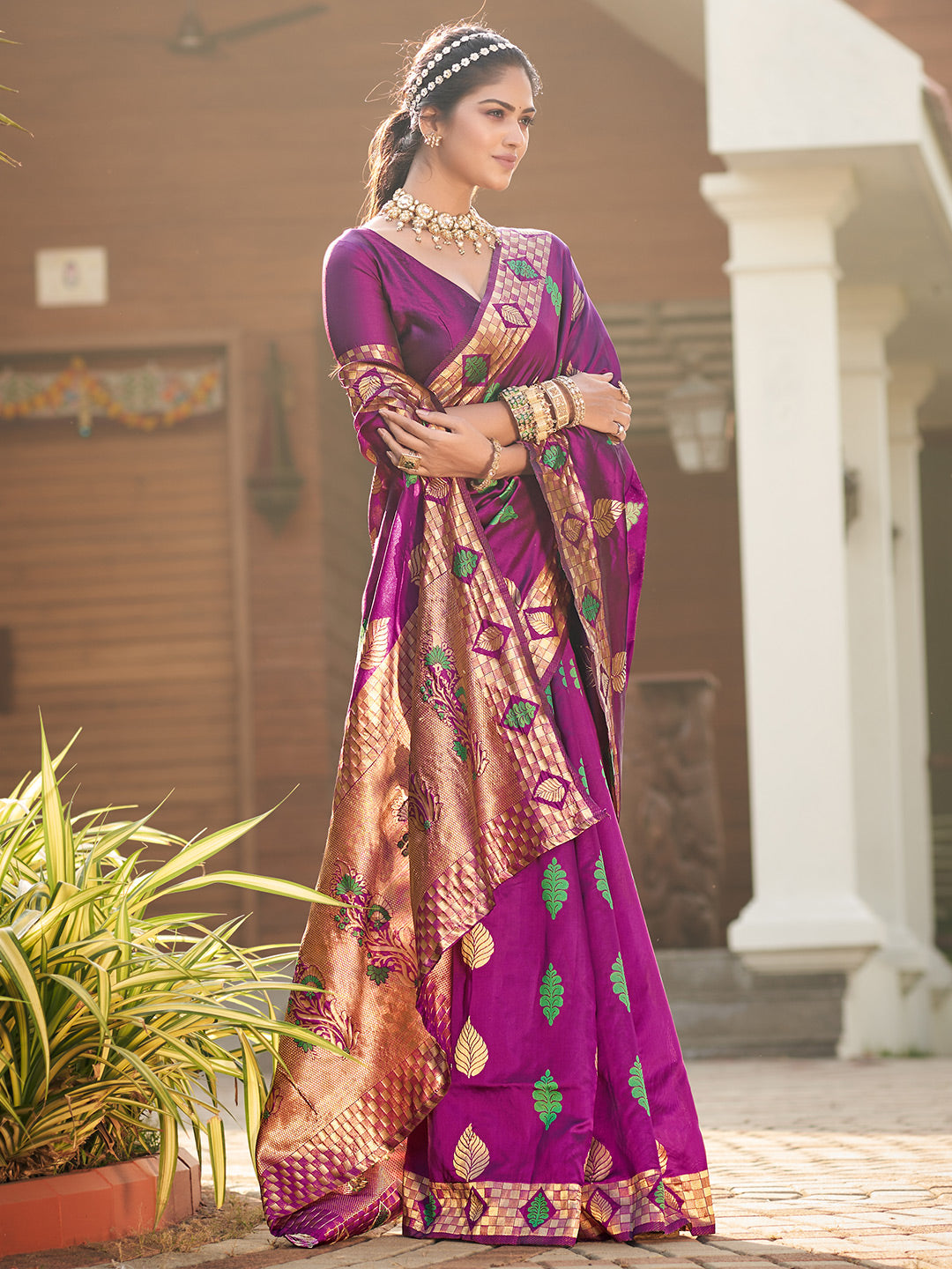 byzantium purple banarasi saree 2