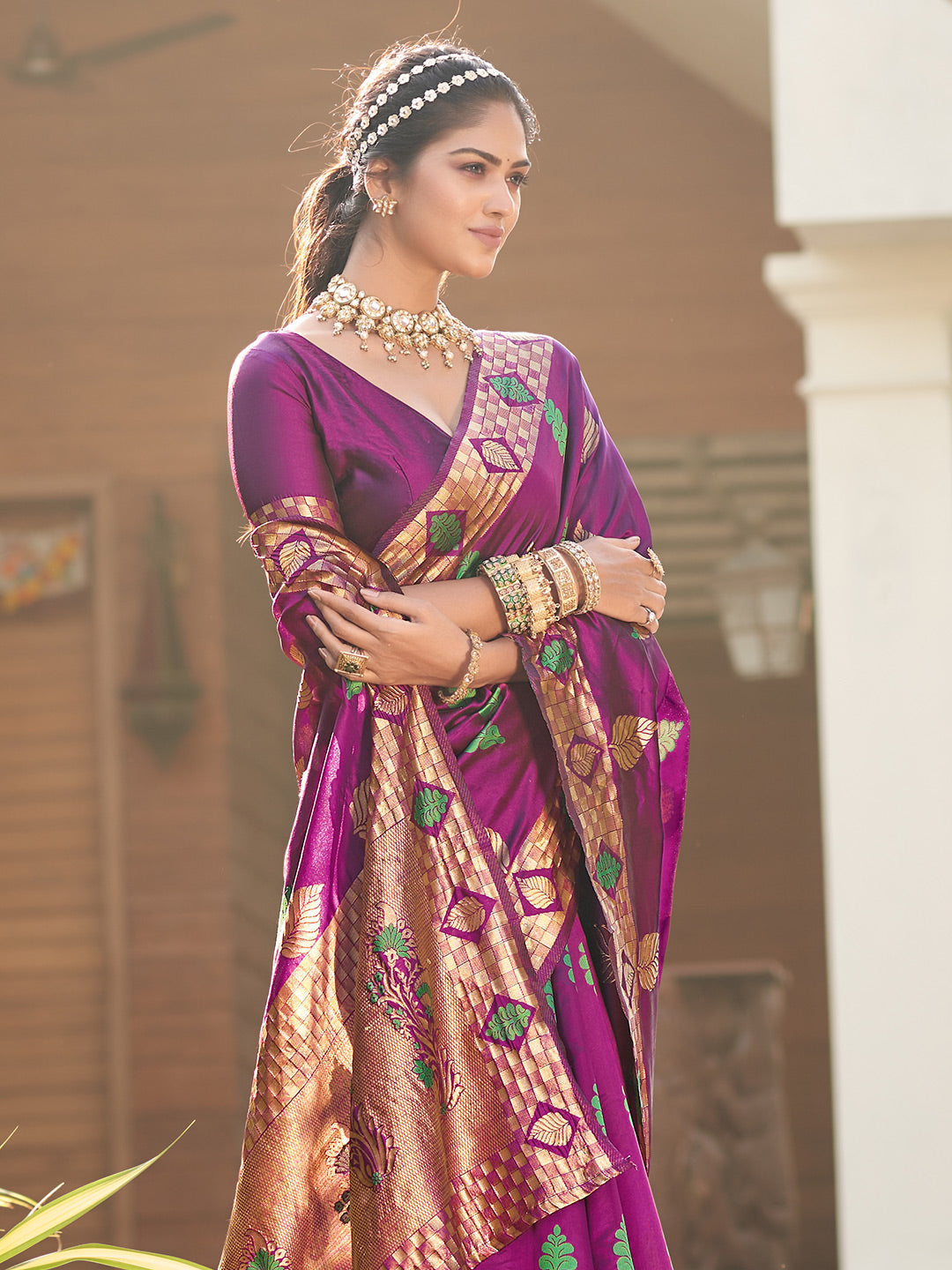 byzantium purple banarasi saree 4