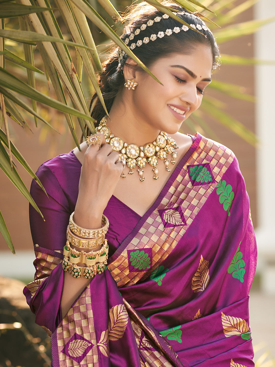 byzantium purple banarasi saree 1