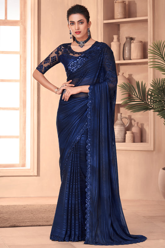 blue georgette saree