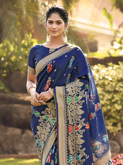 millenium blue banarasi saree 4