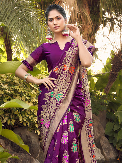 plum purple banarasi saree 1