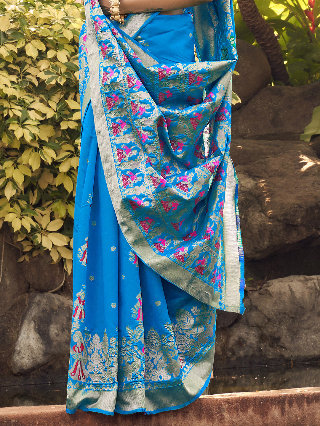 sky blue banarasi saree 2