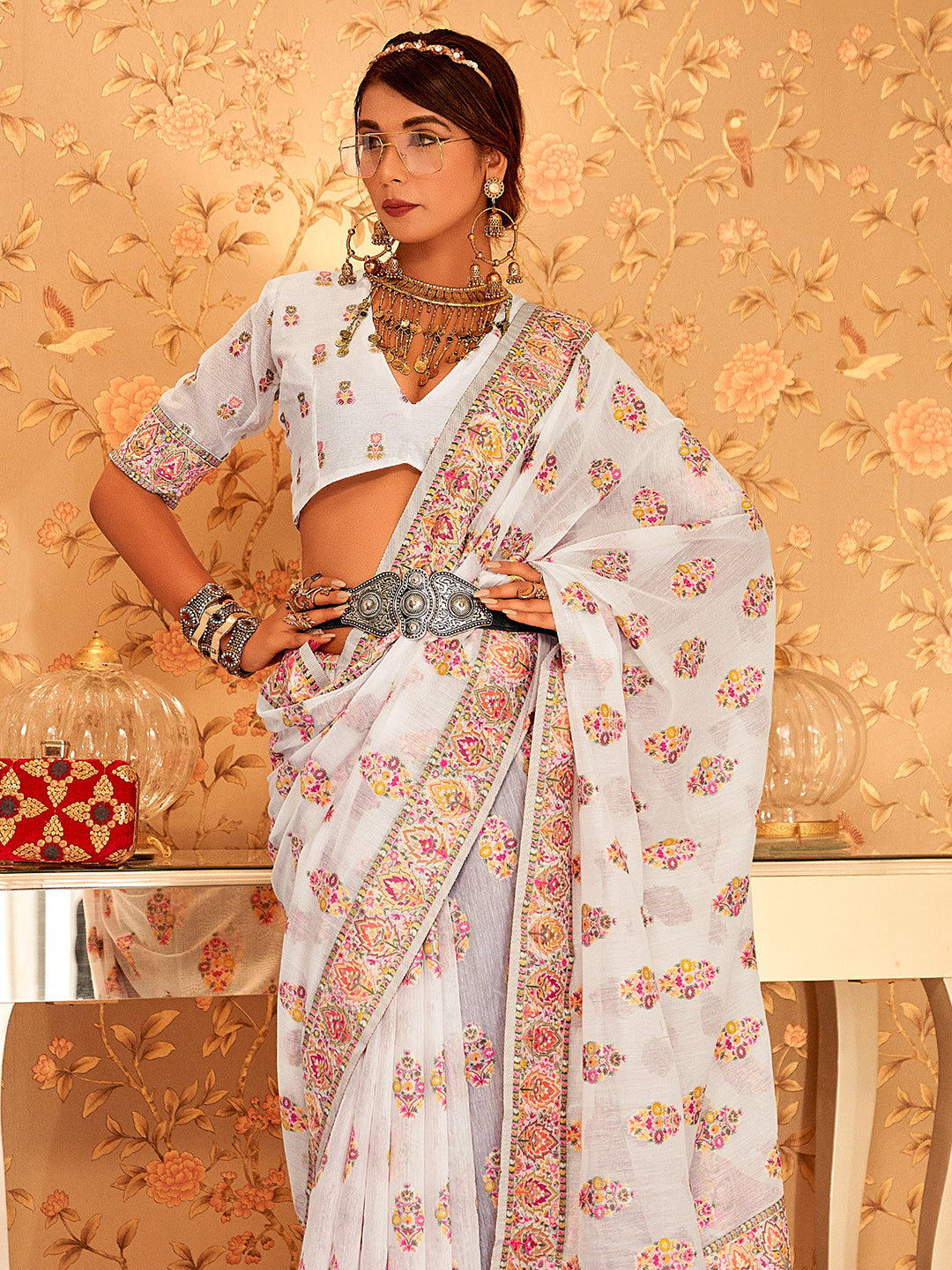 White Pashmina Saree