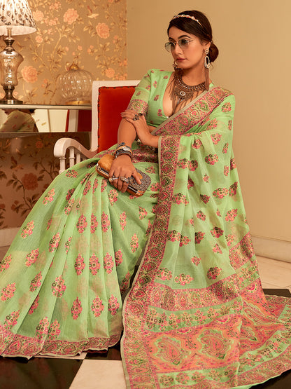 Fern Green Pashmina Saree