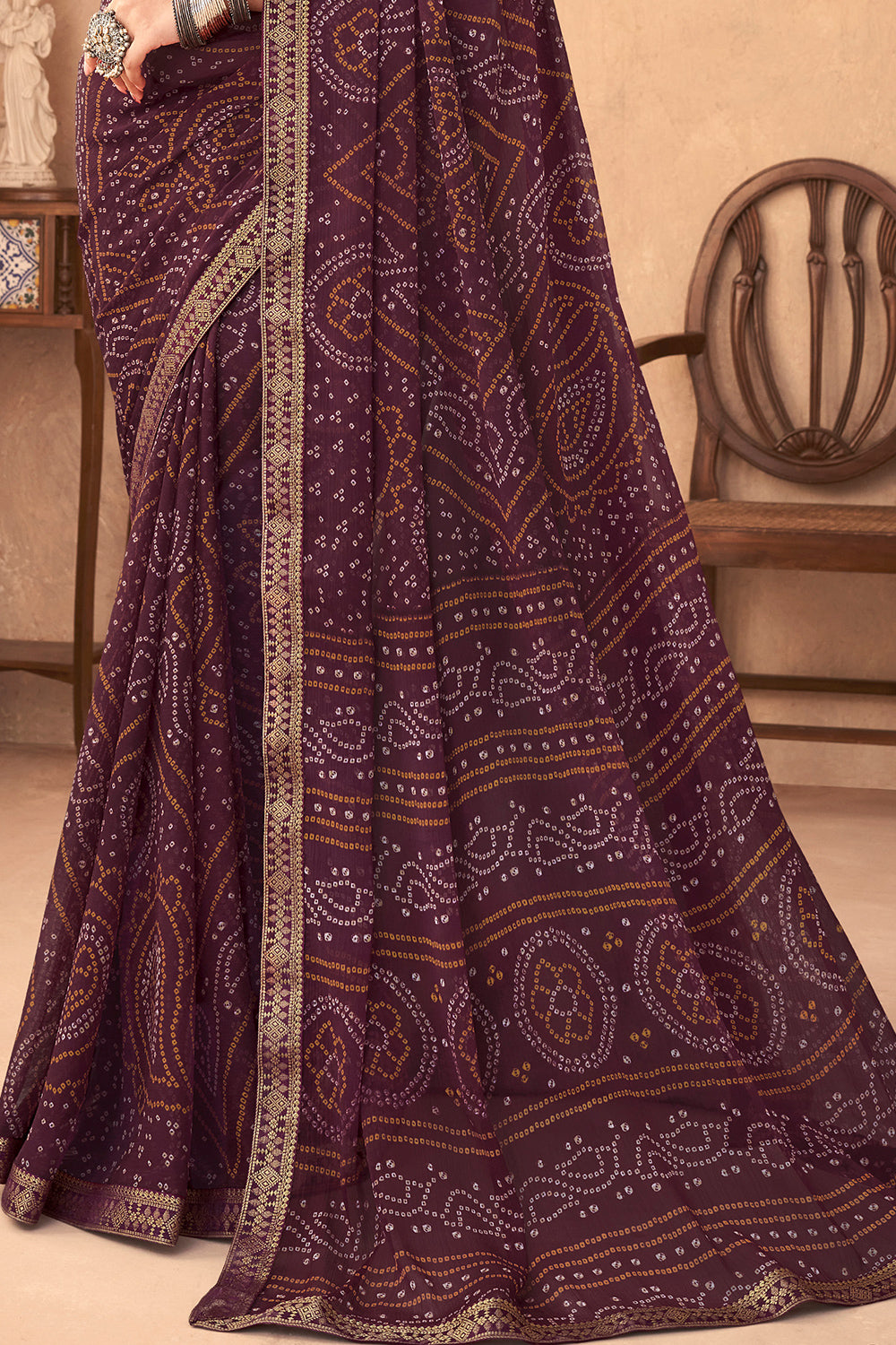 Plum Purple Bandhani Saree