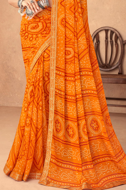 Chrome Yellow Bandhani Saree