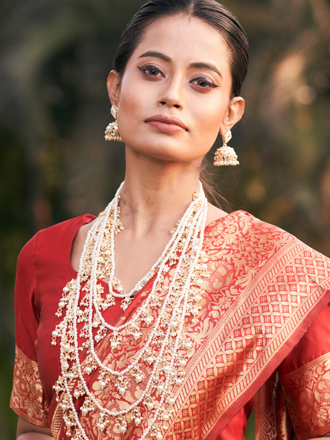 apple red jaal pattern banarasi saree 4