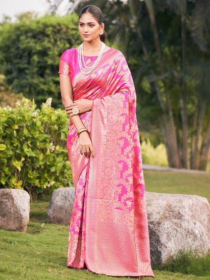 blush pink jaal pattern banarasi saree 2