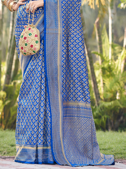 byzantine blue zari butta banarasi saree 3