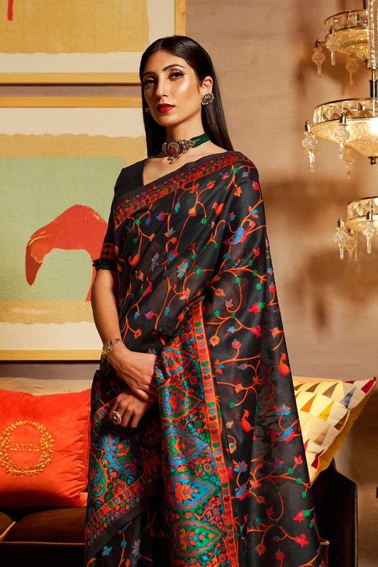 ink black banarasi saree 1