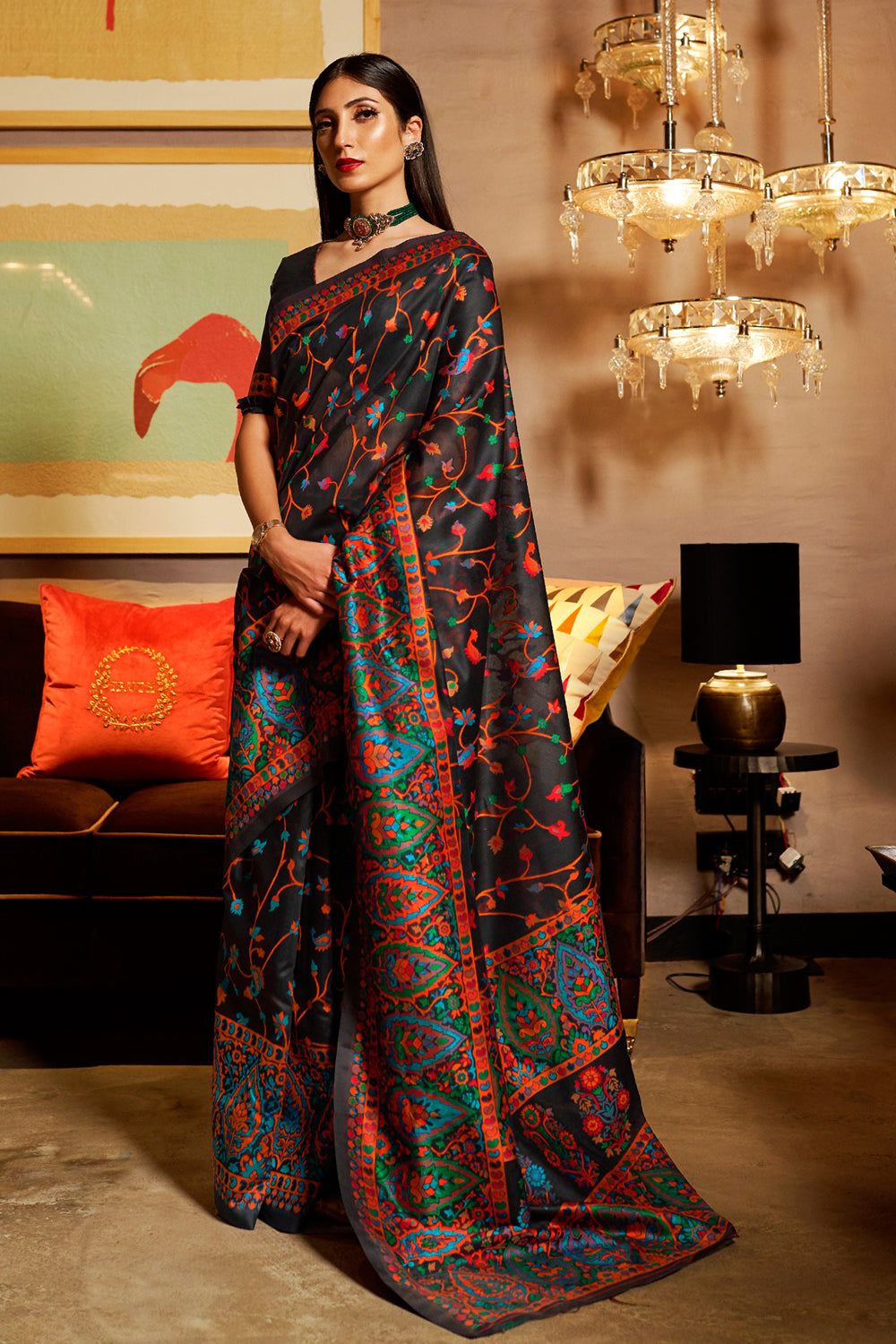 ink black banarasi saree 3