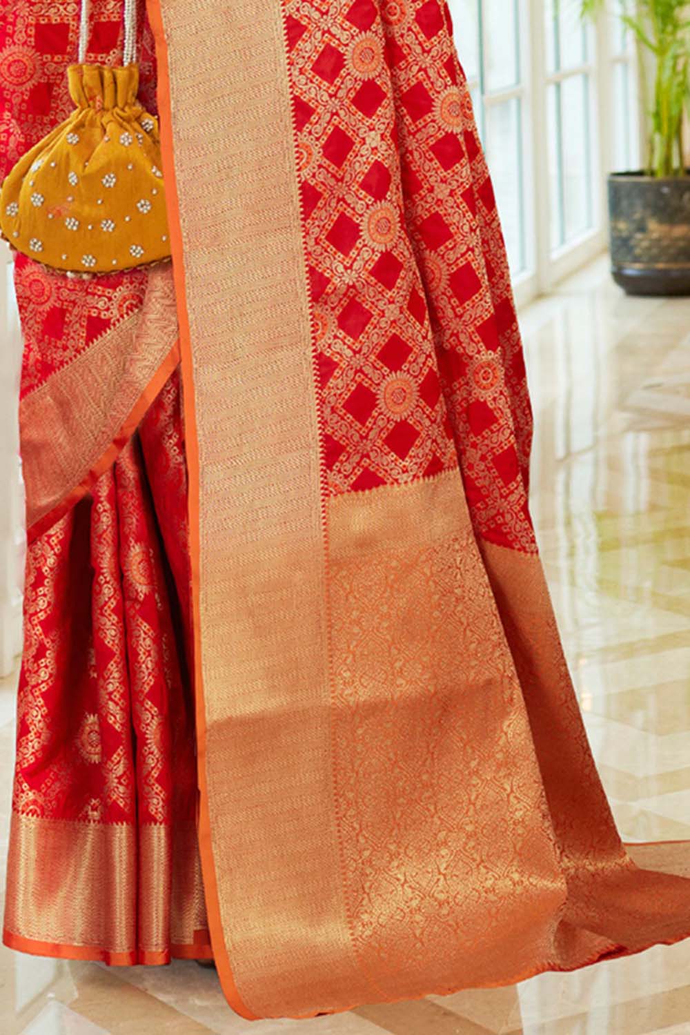 carmine red banarasi saree 2