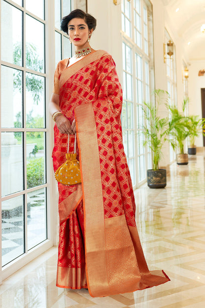 carmine red banarasi saree 3