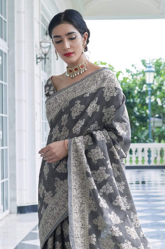 porpoise grey cotton saree 1