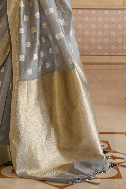 pigeon grey cotton linen saree 2