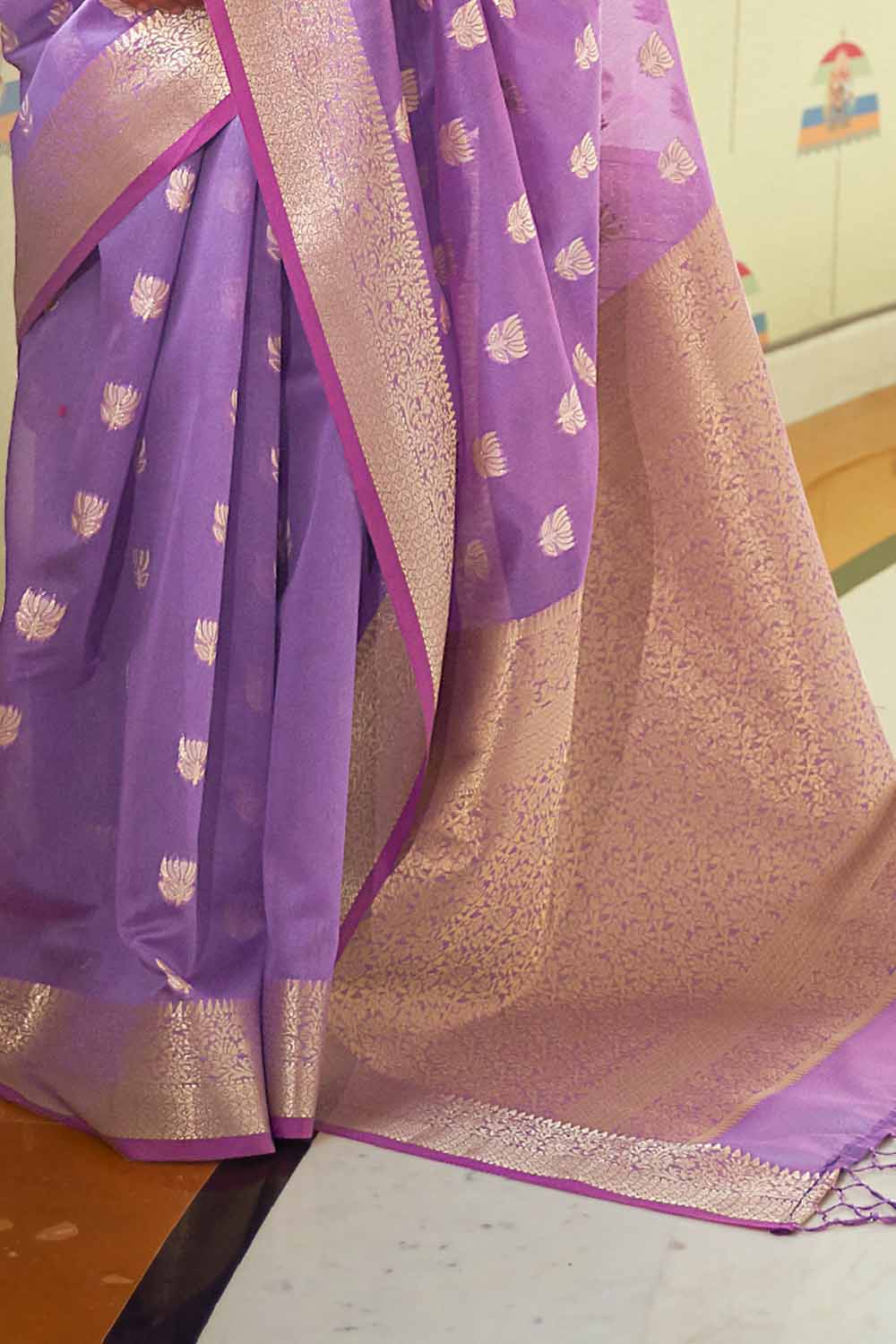 munsell purple cotton linen saree 2