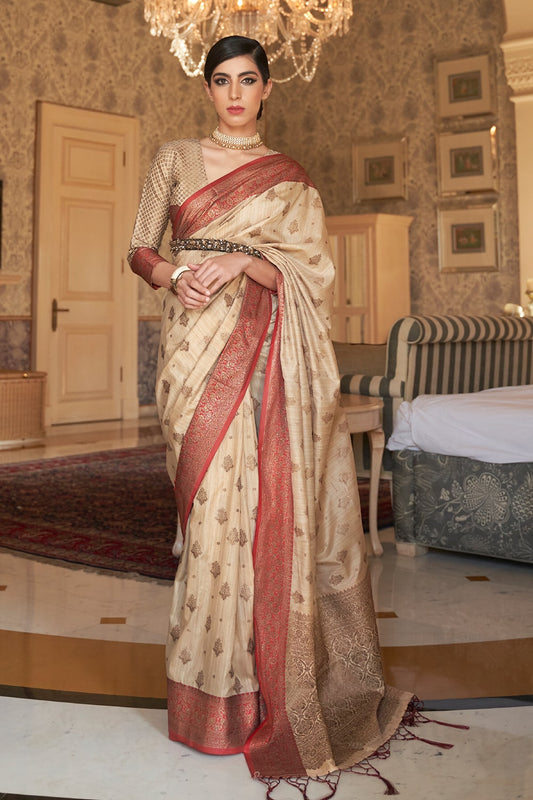 champagne yellow zari woven south silk saree 3