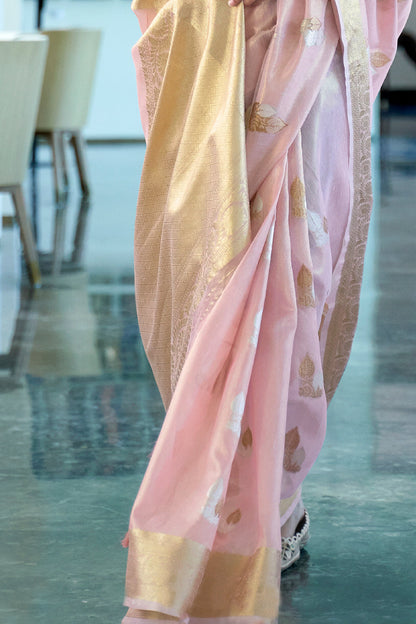 baby pink organza saree 2