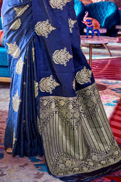 berry blue banarasi chanderi saree 2