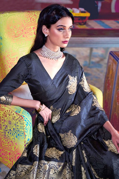 jade black banarasi chanderi saree 4