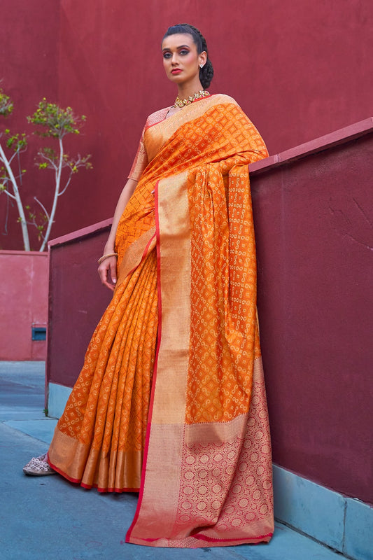 apricot orange patola saree 1