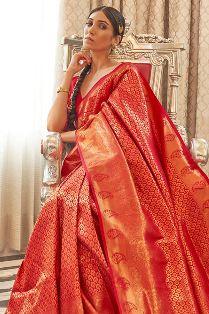 crimson red kanjivaram saree 5 1