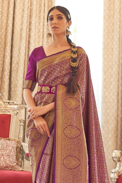 mulberry purple kanjivaram saree 1 1