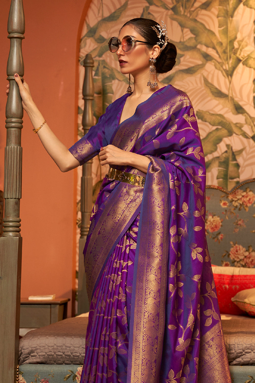 berry purple kanjivaram saree 1