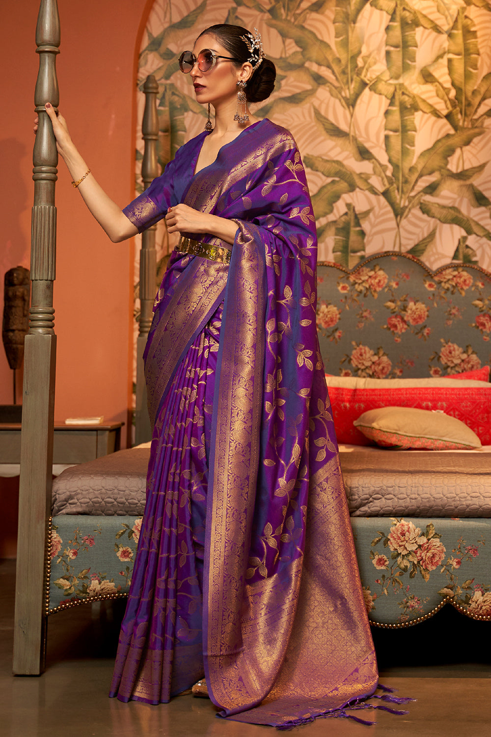 berry purple kanjivaram saree 3