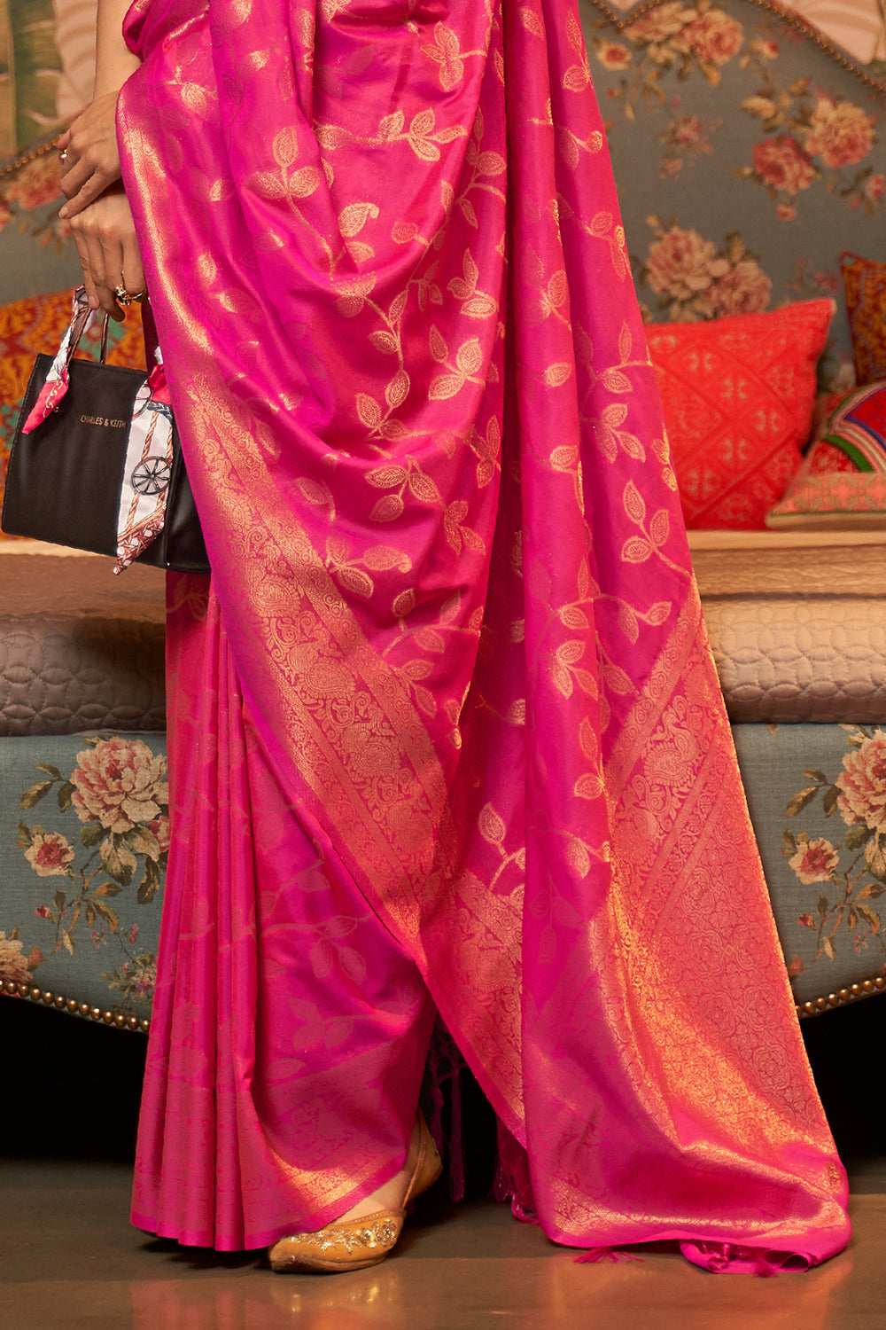 magenta pink kanjivaram saree 3 5