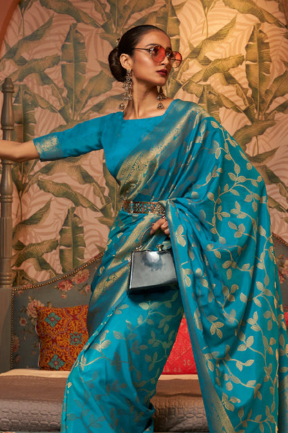 ocean blue kanjivaram saree 2 1