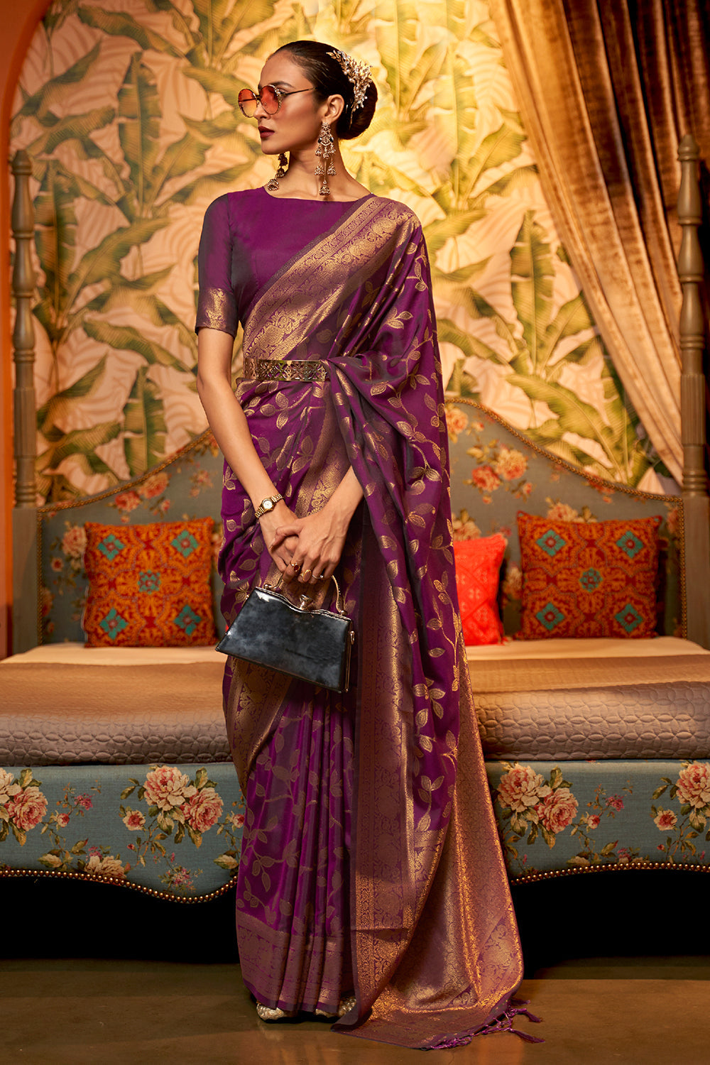 mulberry purple kanjivaram saree 3 3