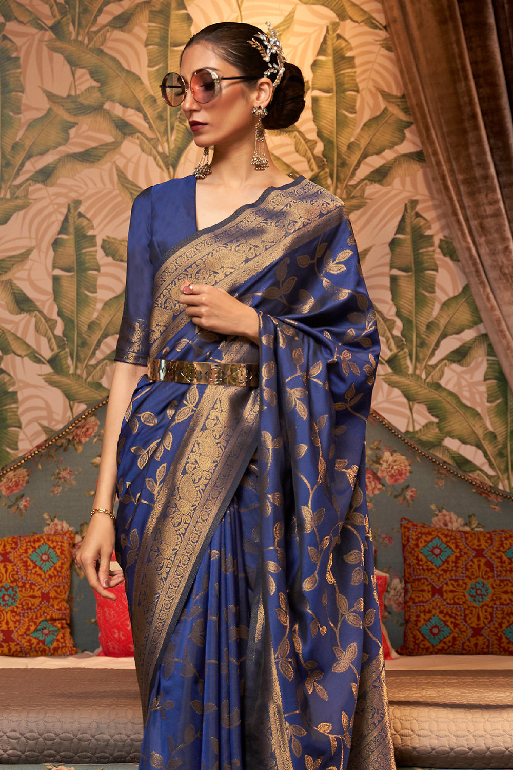 sapphire blue kanjivaram saree 1 1