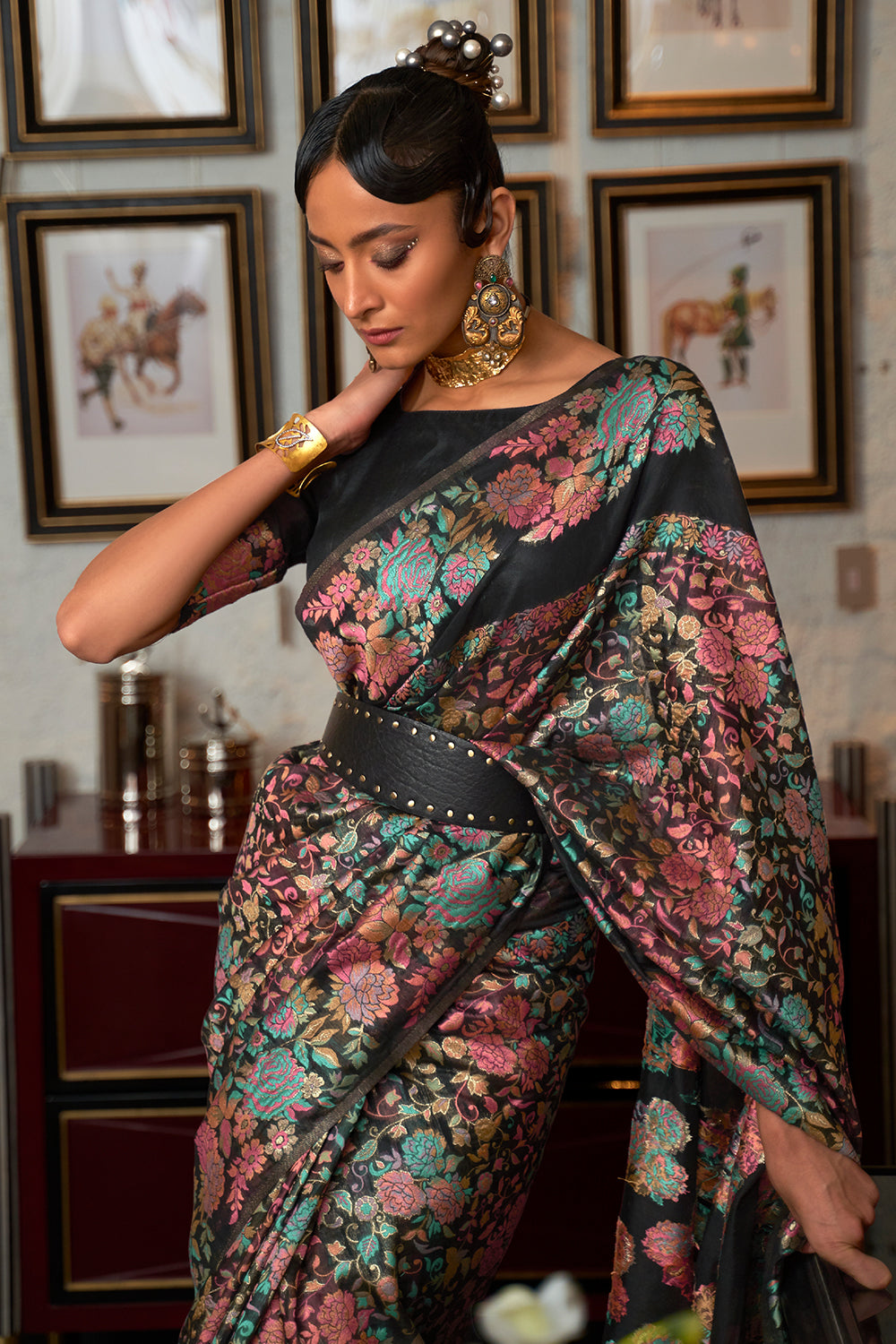 jade black pashmina saree 4