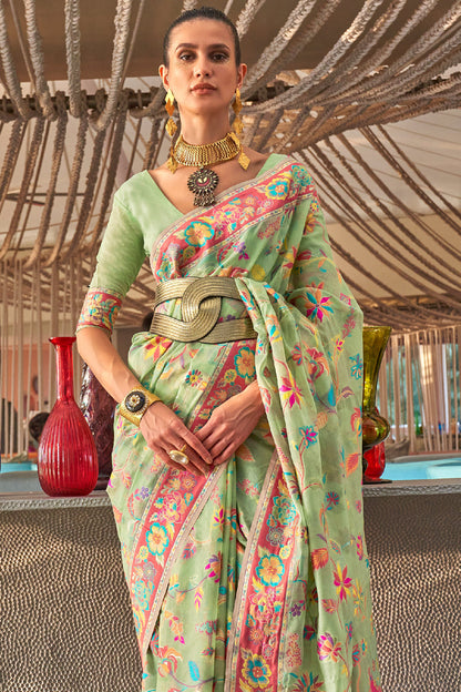 mint green georgette saree 1