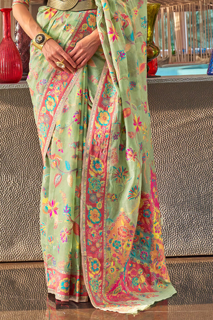 mint green georgette saree 2